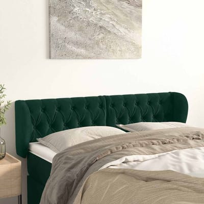 vidaXL - Hoofdbord - met - randen - 147x23x78/88 - cm - fluweel - donkergroen