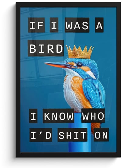 Poster in lijst - Fotolijst 40x60 cm - Posters - Vogel - Decoratie - Ijsvogel - Blauw - Posterlijst zwart - Decoratie - Wanddecoratie woonkamer - Muurdecoratie slaapkamer