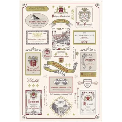 Vaatdoek - multi etiquettes bourgogne Winkler