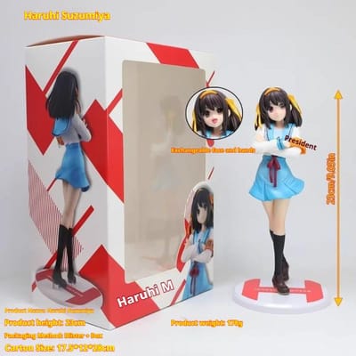 Haruhi Suzumiya Anime Uniform Meisje Gk Figuur Standbeeld Bureau PC Behuizing Ornament Verzamelaar Model Cadeau Voor Anime Fans Verzamelaars gray