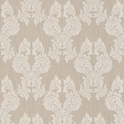 Barok behang Zandkleur beige Vlies Linnen look Velours Textiel 956301