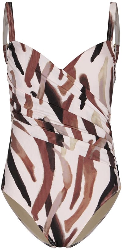 Pastunette Premium - Badpak Ivory Shore - Creme/Beige/Bruin - Corrigerend - Maat 38D