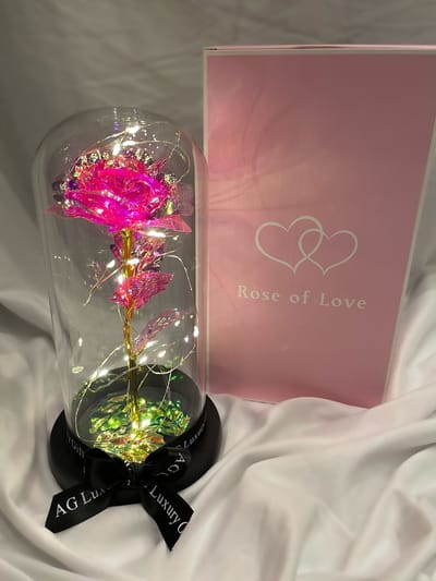Valentijn cadeau - cadeau voor haar - AGLuxurygifts - galaxy rose - Moederdag cadeautje - valentijnsdag - luxe - glas - led - verrassing - liefde - Moedersdag