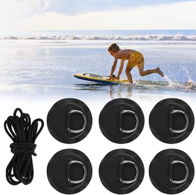 D-ring patches met 5 meter elastische band voor kano en kajak, accessoires voor opblaasbare boten en paddleboards, zwart