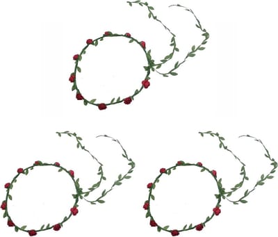 Bloemenkrans Dames - Bloemenkroon Hoofdband - Feestelijke Accessoires - Handgemaakt met Pruimenbloesems - 18-20 cm Diameter - Rood