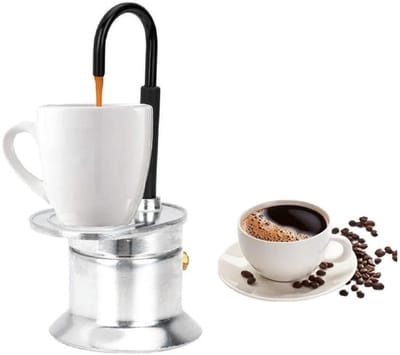 Moka Pot Met Enkele Buis, 1 Kop, Kookplaatmaker Van Aluminiumlegering, Perfect Voor Buitenfeesten En Reizen