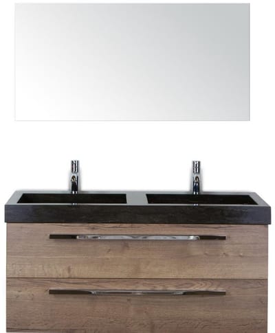 Seville Badmeubelset 120 cm - 2 Laden Tabacco - Wastafel Lucca Dubbel met Spiegel