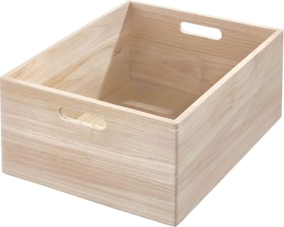 iDesign - The Home Edit Hout Opberg Box Groot - Paulownia Hout - Bruin