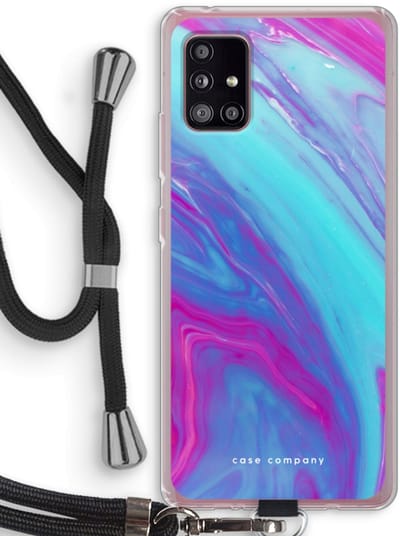 Case Company® - Hoesje met koord geschikt voor Samsung Galaxy A51 5G hoesje met Koord - Zweverige regenboog - Telefoonhoesje met Zwart Koord - Bescherming aan alle Kanten en Over de Schermrand