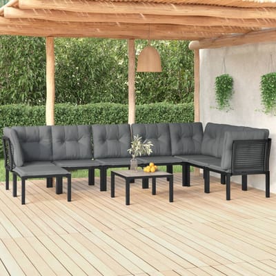 vidaXL - 9-delige - Loungeset - poly - rattan - zwart - en - grijs