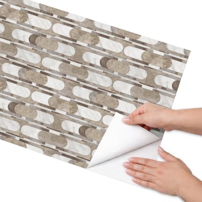 Coloray Meubel Wrap Folie - Bruin Meubelfolie - 50x100 cm - Meubelfolie Zelfklevend Aardpatronen - Wrapfolie Keuken - Geometrische Meubelfolie - Decoratiefolie - Tafeldecoratie - Achtergronden en patronen