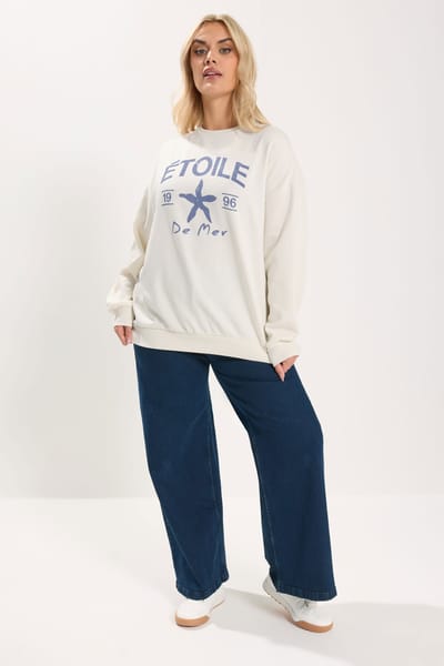 Yours Crèmekleurig 'Etoile' Sweatshirt Size 42