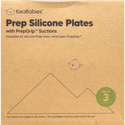 KeaBabies, Prep Siliconen Bord, met PrepGip Zuignap, 6-36 Maanden, Valiant, 3-pack beige