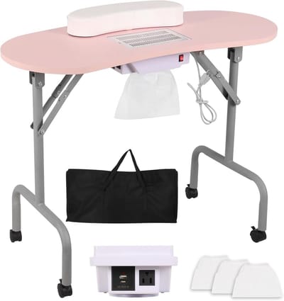 Opvouwbare Manicuretafel met Afzuiging en Oplaadstation - Nagelbureau voor Thuis en Salon