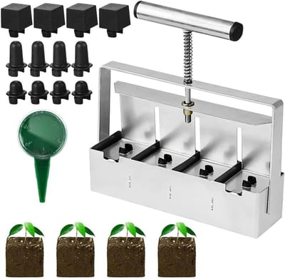 Handmatige bodemblokkering voor tuinieren, 5 x 5 cm, met verwisselbare plastic stop en zaaimachine, ideaal voor planten en kweekbedden