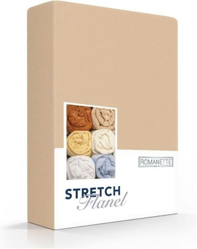 Romanette - Stretch - Flanel - Hoeslaken - Eenpersoons - 80/90/100x200/220 cm - Camel