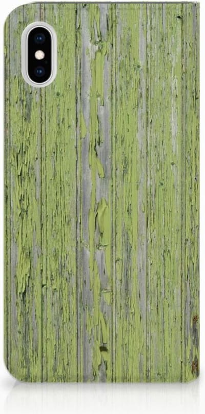 Apple iPhone Xs Max Book Wallet Case Green Wood
