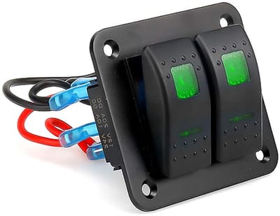 Schakelpaneel - Tuimelschakelaar paneel - Voertuig aansturing - Waterdicht aluminium ontwerp - 7.4 x 6.8 cm - Groen LED