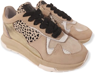 Jochie & Freaks Lole Lage sneakers - Leren Sneaker - Meisjes - Beige - Maat 32