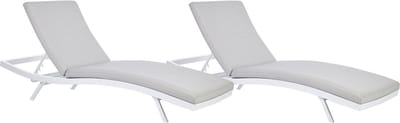AMELIA - Ligstoel set van 2 - Lichtgrijs - Olefine