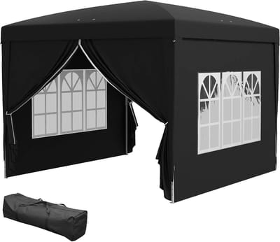 Pop-up Paviljoen - Feesttent Tuinpaviljoen - Buitenfeest Organiseren - Waterafstotend UV-bescherming - 3x3 Meter - Zwart
