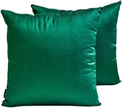Lendenkussenhoes Smaragdgroen 2-Pack 50x70 cm Luxe Kunstzijde Effen Rechthoekig Sierkussenhoes