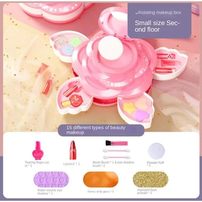 Kinder Make-up Doos Draaiende Opening Cosmetica Speelgoed voor Kleine Meisjes Prinses Make-up Set Om Creativiteit en Verbeelding te Stimuleren pink