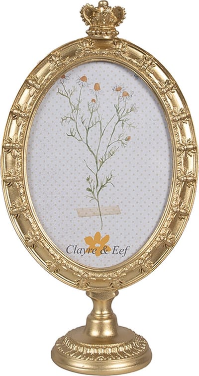 Clayre & Eef Fotolijst 13x18 cm Goudkleurig Kunststof Glas Ovaal Fotokader