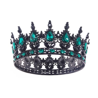 Vintage Barok Koningin Koning Bruid Tiara Kroon Voor Vrouwen Hoofddeksel Gala Bruids Bruiloft Tiara's en Kronen Haar Sieraden Accessoires black