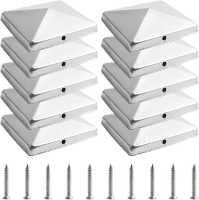 Paalkappen - Paalafdekking Hekpaal - Hekken Beschermen - Gegalvaniseerd Metaal - 7 x 7 cm - Zwart