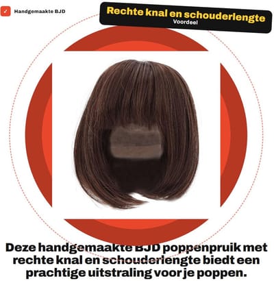 Dailygoods- BJD Pruik rechte knal - Poppenpruik - Hittebestendige vezels - Handgemaakt - Zachte vezel - Voor 1/3 BJD-poppen - Poppenhaar