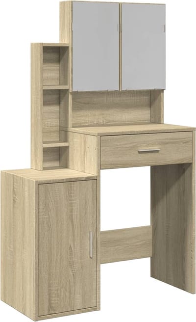 Kaptafel met spiegel - Make up tafel - Make up - Toilettafel - Met lades - Eiken