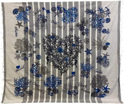Strandlaken met Capuchon - Fouta Plaid - Strand en Picknick - Handgemaakt met Franjes - 210 x 240 cm - Blauw