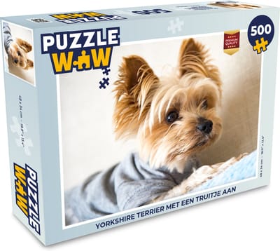 Puzzel Yorkshire Terrier met een truitje aan - Legpuzzel - Puzzel 500 stukjes