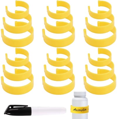 Dailygoods- Medicijnflesjesclips 18 Stuks - Pillenflesjes-Etikettenclips - Medicijnflesetiketten - Marker - Eenvoudige Identificatie - Geel Plastic - Etiketten