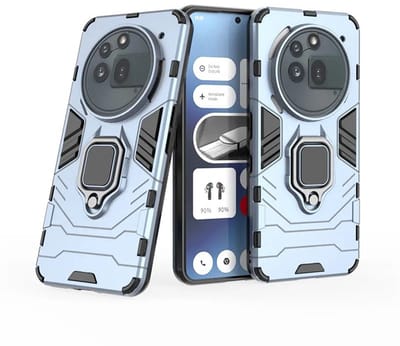 MobyDefend Hoesje - Geschikt voor Nothing Phone (3a) Pro - Dubbelgelaagde Pantsercase Met Standaard - Blauw