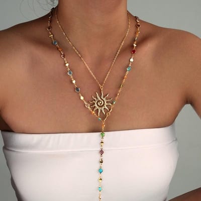 4 stuks goudkleurige kruishanger hart metalen ketting ketting gestapelde kettingen voor vrouwen Valentijnsdag, mama, moeder, Moederdag, cadeau brown