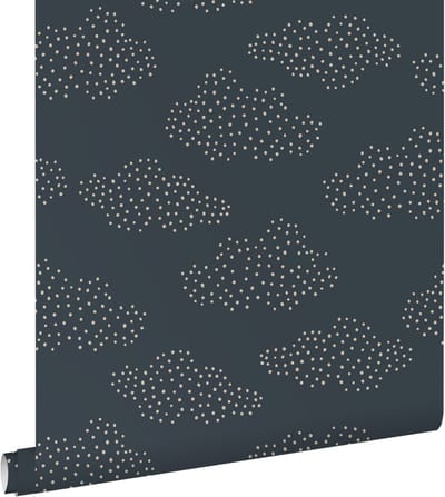 ESTAhome behang wolkjes vergrijsd donker blauw - 50 x 900 cm - 139980