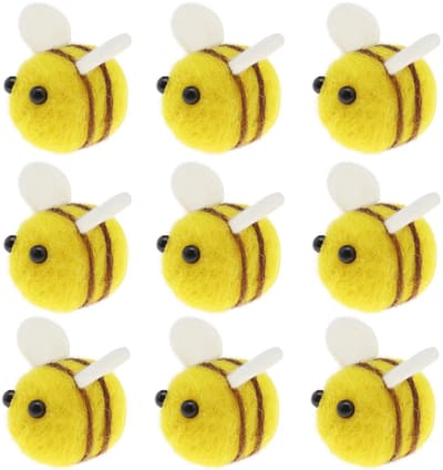 Dailygoods- Bijenballen 20 Stuks - Wolvilt Decoratie - Schattige Bijen Vorm - DIY Knutselmateriaal - Versieringen voor Accessoires - 3x2 cm Maat - Knutselballen