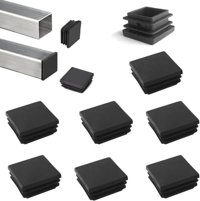 Vierkante kunststof stekkers voor buispalen - 6 stuks - 75 x 75 mm - Zwart