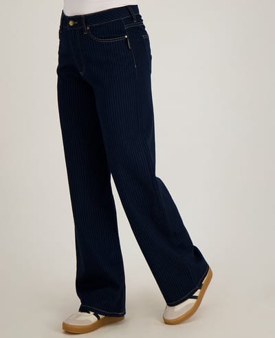 Je m'appelle Dames Broek Straight fit Met stretch - Blauw - Maat L