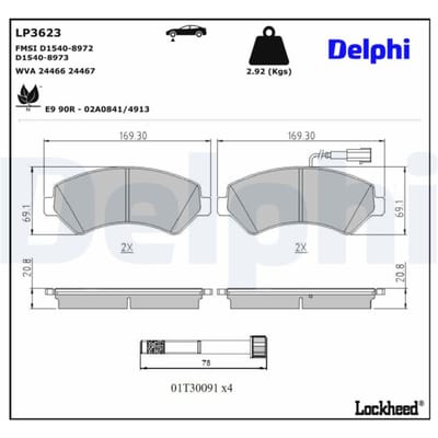 Remblokset DELPHI LP3623, voor