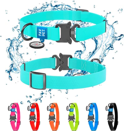SnelShoppen - Fluorescerende hondenhalsband met QR-ID-tag, waterdichte biothane halsband, lichtgevend in het donker, voor kleine, middelgrote en grote