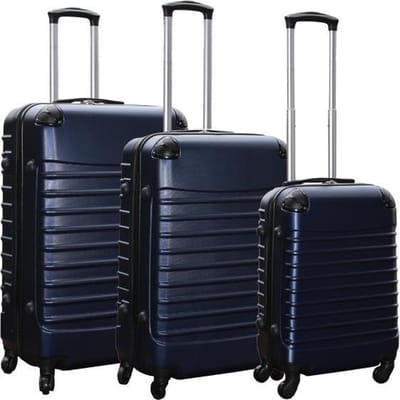 Kofferset 3 delig met wielen en cijferslot - ABS - donker blauw (228-)