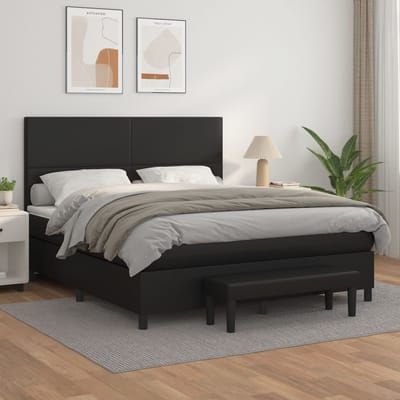 vidaXL - Boxspring - met - matras - kunstleer - zwart - 160x200 - cm