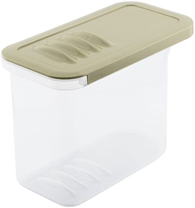 BranQ Shark - Voedselcontainer met deksel - Voorraadbus 1l - transparant en olijfgroen - 90 x 174 x 133 mm