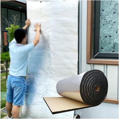Warmteschild Materiaal - Geluiddempend Katoen - Isolatie Aanbrengen - Zelfklevende Aluminiumfolie - 1m2 25mm - Aluminium