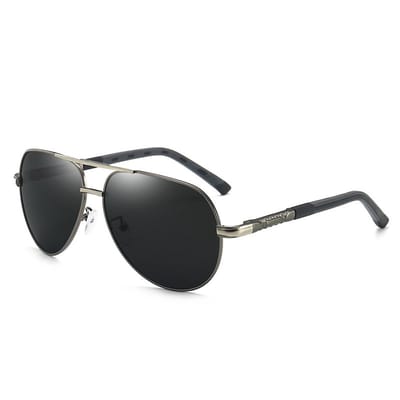 Zonnebril Heren - Zonnebril UV400 - Gepolariseerd - Metalen Montuur - Grijze Glazen - Gunmetal Frame - Helder Zicht - Lichtgewicht