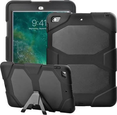 Hoes + Screenprotector geschikt voor iPad 2017 /2018 9.7 inch - Robuuste Armor Case + Screenprotector