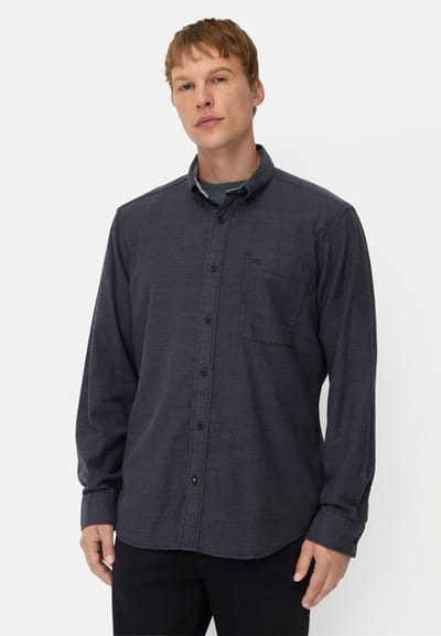 camel active Overhemd met lange mouwen en borstzak - Maat menswear-XXL - Marineblauw